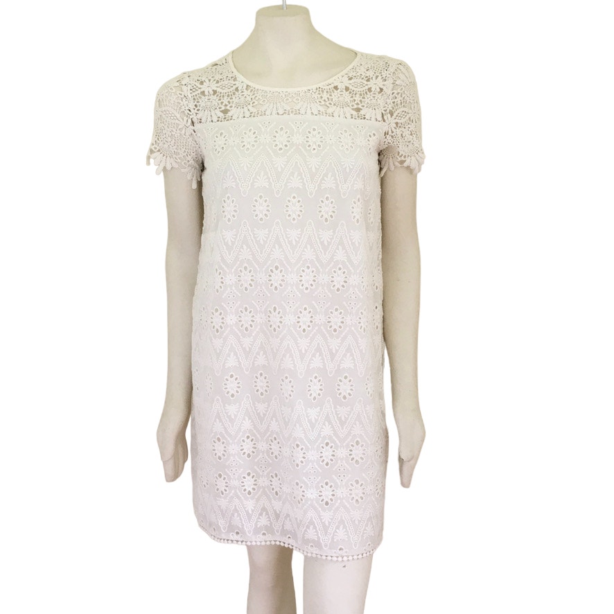 Ikks Guipure Lace Romance Dress In White Bridal Bohemian Coquette Sz S